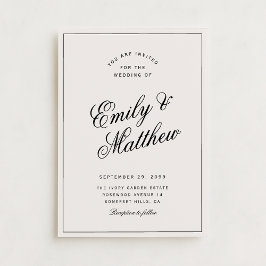 Convite de Casamento Ivory Modern Script