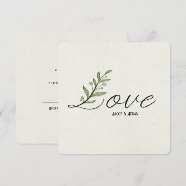 Convite de casamento Ivy Leaf Love (Frente/Verso)