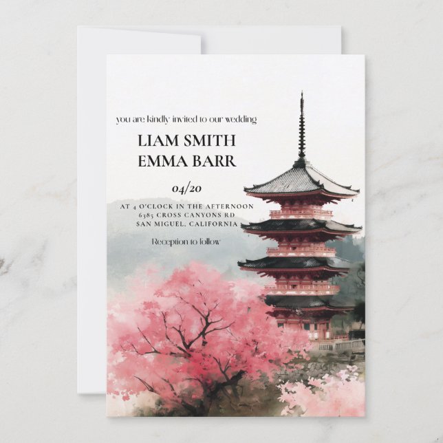 Convite de Casamento Japonês de Tóquio (Frente)