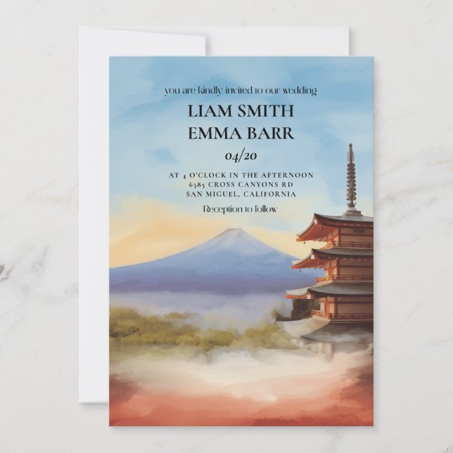 Convite de Casamento Japonês de Tóquio (Frente)