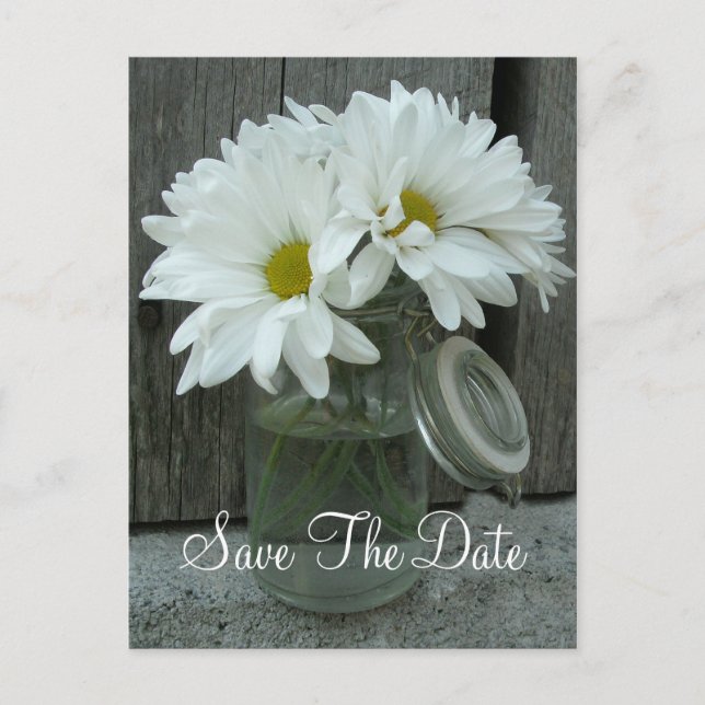 Convite de casamento Jar of Daisies Save The Date (Frente)