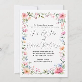 Convite de Casamento Jardim Aquarela