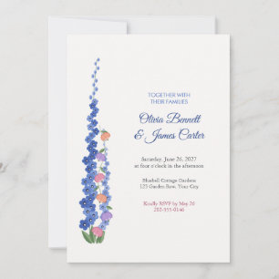 Convite de Casamento Jardim de Delphinium e Ervilh