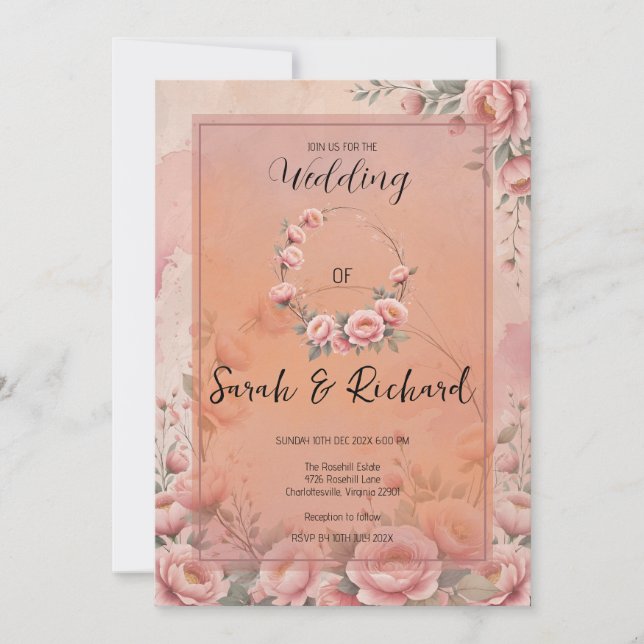 Convite de Casamento Jardim de Fadas Brilhante (Frente)