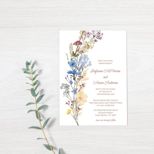 Convite de Casamento Jardim de Flores Silvestres A (Criador carregado)