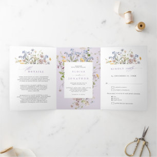 Convite de Casamento Jardim de Flores Silvestres P