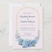 Convite de Casamento Jardim de Hortênsias Azuis