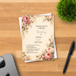 convite de casamento jardim de rosa antiga