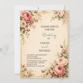 convite de casamento jardim de rosa antiga