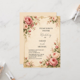 convite de casamento jardim de rosa antiga