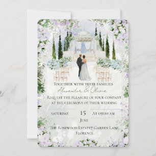 Convite de Casamento Jardim Elegante em Aquarela