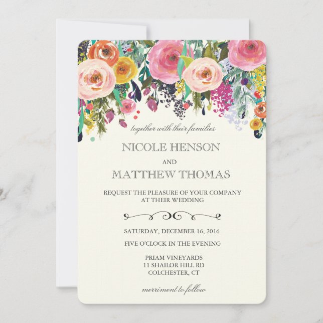Convite de Casamento Jardim Floral (Frente)