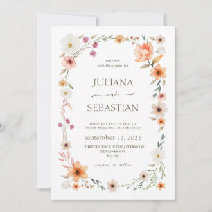 Convite de Casamento Jardim Floral de Flores Silve