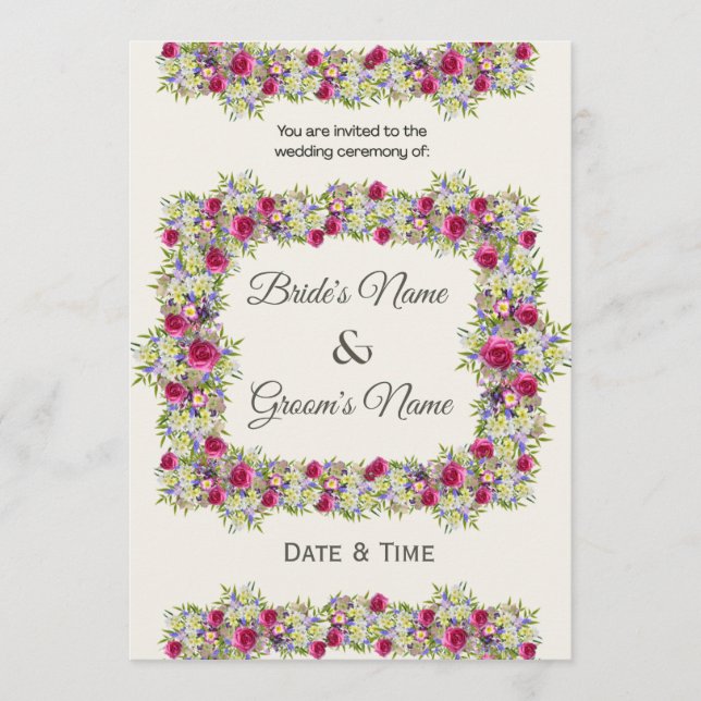 Convite de Casamento Jardim Floral Luxuriante (Frente)
