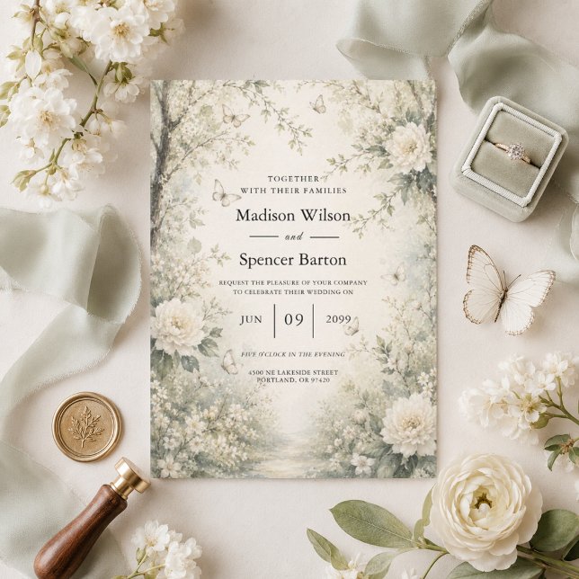 Convite de Casamento Jardim Primavera Borboleta Br (Criador carregado)