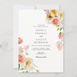 Convite de Casamento Jardim Romântico Rosa