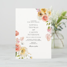Convite de Casamento Jardim Romântico Rosa