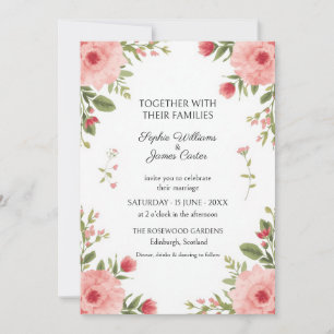 Convite de Casamento Jardim Rosa Coral