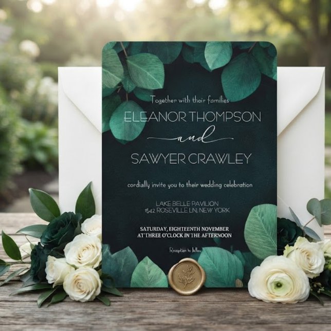 Convite de Casamento Jardim Verde Luxuriante (Criador carregado)