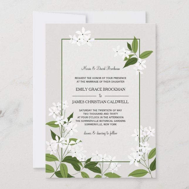 Convite de Casamento Jasmine (Frente)