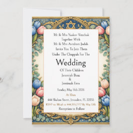 Convite de Casamento Judaico Tradicional Moderno S