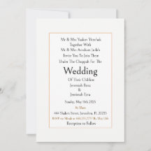 Convite de Casamento Judaico Tradicional Moderno S