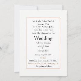 Convite de Casamento Judaico Tradicional Moderno S