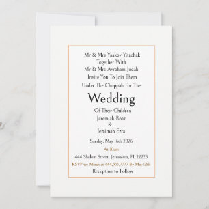 Convite de Casamento Judaico Tradicional Moderno S