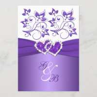 Convite de casamento juntado floral roxo & branco