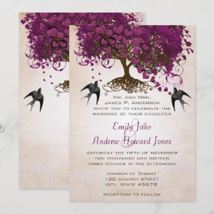 Convite de Casamento Just Peachy Sangria Heart Lea