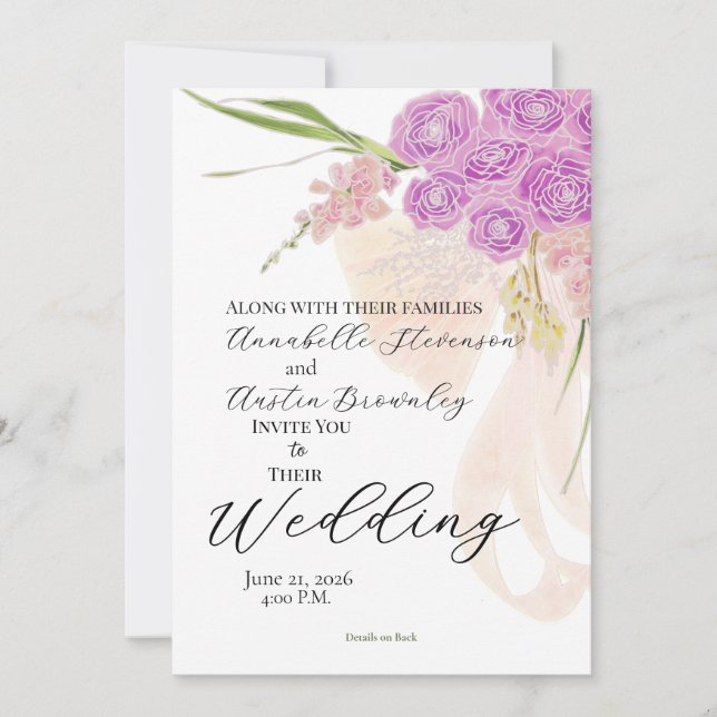 Convite de Casamento La Boca Sheer bow Bouquet Wed (Frente)