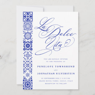 Convite de Casamento La Dolce Vita Azulejos Branco
