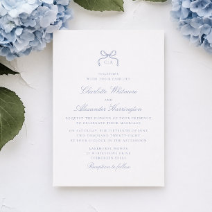 Convite de Casamento Laço Azul Caprichoso