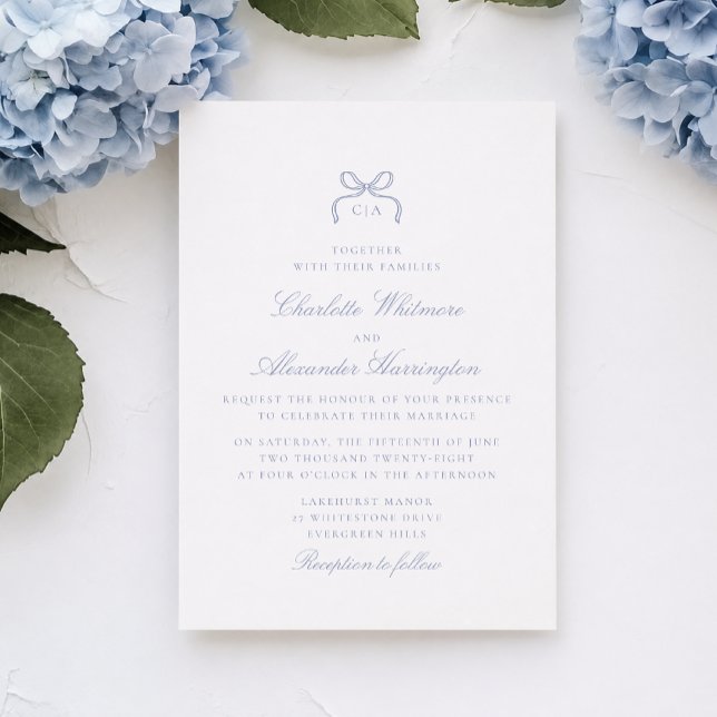 Convite de Casamento Laço Azul Caprichoso (Criador carregado)
