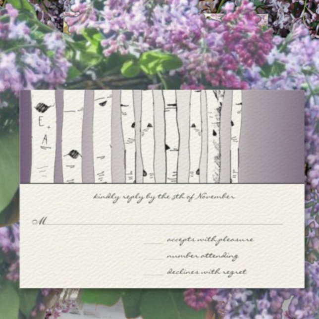 Convite de Casamento Lapis Purple Cloud Birch Tree (Criador carregado)