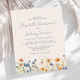 Convite de Casamento Laranja Azul Boho Orçamento c