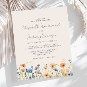 Convite de Casamento Laranja Azul Boho Orçamento c
