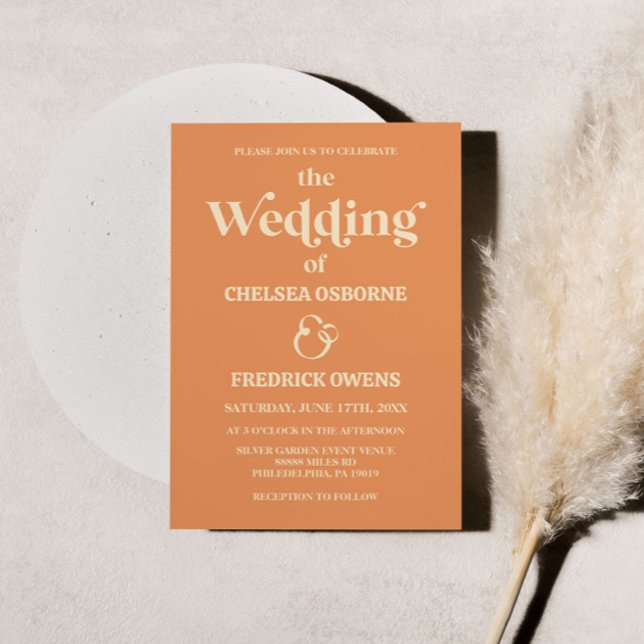 Convite De Casamento Laranja Retrominimalista (Criador carregado)