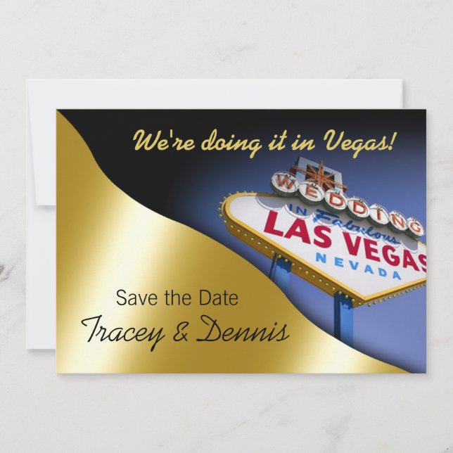 Convite de Casamento Las Vegas Save the Date (Frente)