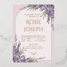 Convite de Casamento Lavanda com Folha Metálica
