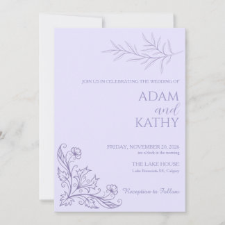 Convite de Casamento Lavanda Floral Minimalista