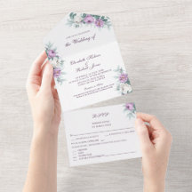 Convite de Casamento Lavanda Roxo Tudo em Um