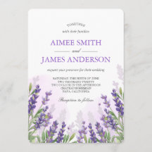 Convite de Casamento Lavanda Rústico Elegante Flor