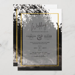 Convite de casamento LeahG Black Dourado INK