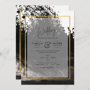Convite de casamento LeahG Black Dourado INK