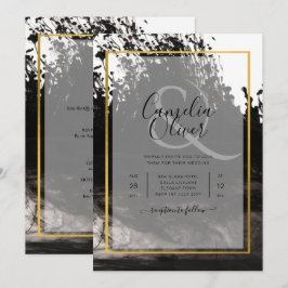 Convite de casamento LeahG Black Dourado INK