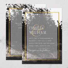 Convite de casamento LeahG Black Dourado INK