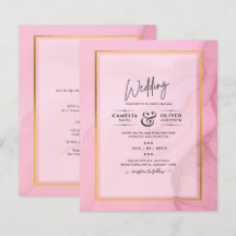 Convite de Casamento LeahG Blush Rosa Dourado INK 