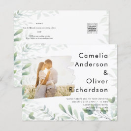 Convite de Casamento LeahG Photo Overlay GREENERY