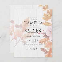 Convite de Casamento LeahG Terracotta Folhas de Ou